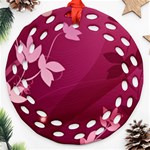 Pink Flower Art Round Filigree Ornament (Two Sides)