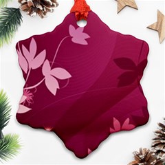 Pink Flower Art Snowflake Ornament (Two Sides) from ArtsNow.com Back