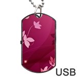 Pink Flower Art Dog Tag USB Flash (One Side)