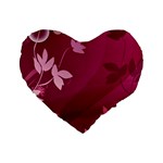 Pink Flower Art Standard 16  Premium Heart Shape Cushion 