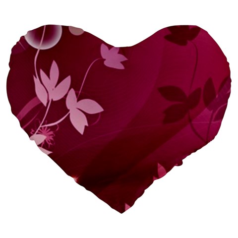 Pink Flower Art Large 19  Premium Heart Shape Cushion from ArtsNow.com Front