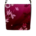 Pink Flower Art Flap Closure Messenger Bag (L)