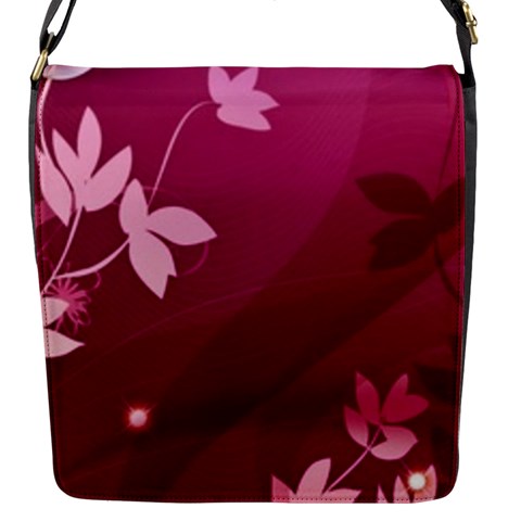 Pink Flower Art Flap Closure Messenger Bag (S) from ArtsNow.com Front