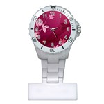 Pink Flower Art Plastic Nurses Watch