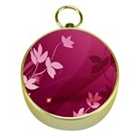 Pink Flower Art Gold Compass