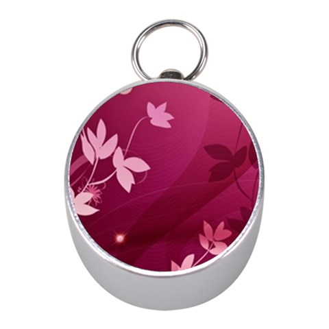 Pink Flower Art Silver Compass (Mini) from ArtsNow.com Front