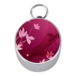 Pink Flower Art Silver Compass (Mini)