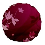 Pink Flower Art Large 18  Premium Flano Round Cushion 