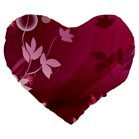 Pink Flower Art Large 19  Premium Flano Heart Shape Cushion from ArtsNow.com Front