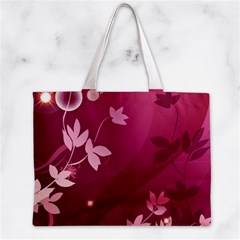 Pink Flower Art Zipper Mini Tote Bag from ArtsNow.com Front