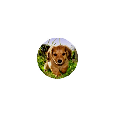 Puppy In Grass 1  Mini Button from ArtsNow.com Front