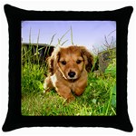 Puppy In Grass Throw Pillow Case (Black)