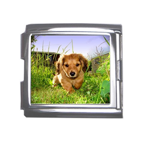 Puppy In Grass Mega Link Italian Charm (18mm) from ArtsNow.com Front