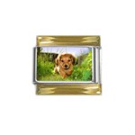 Puppy In Grass Gold Trim Italian Charm (9mm)