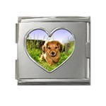 Puppy In Grass Mega Link Heart Italian Charm (18mm)