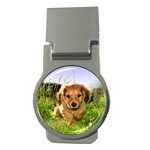 Puppy In Grass Money Clip (Round)