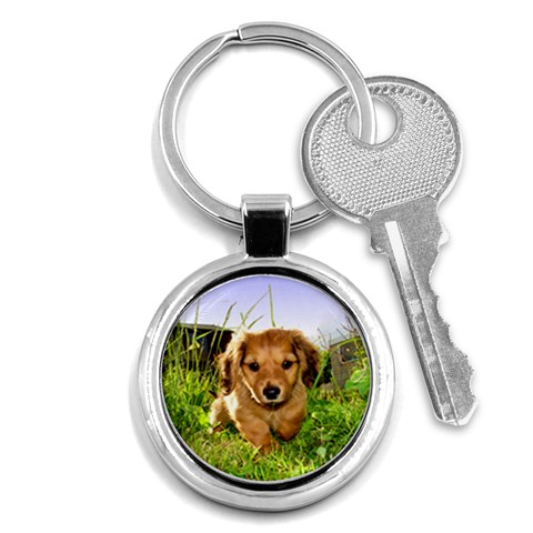 Puppy In Grass Key Chain (Round) from ArtsNow.com Front