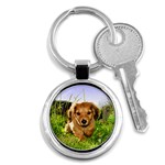 Puppy In Grass Key Chain (Round)