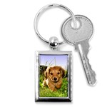 Puppy In Grass Key Chain (Rectangle)