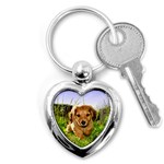 Puppy In Grass Key Chain (Heart)