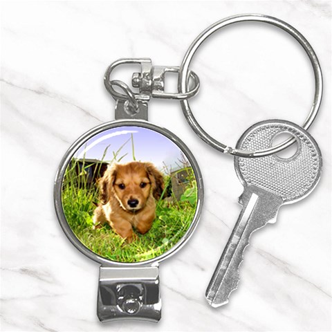 Puppy In Grass Nail Clippers Key Chain from ArtsNow.com Front