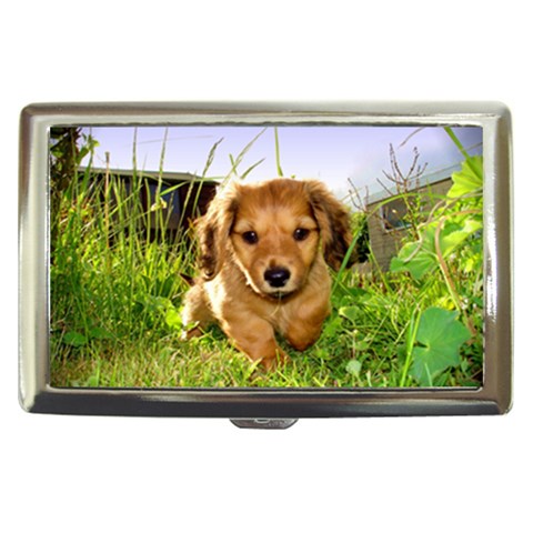 Puppy In Grass Cigarette Money Case from ArtsNow.com Front