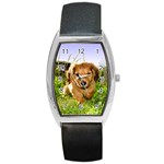 Puppy In Grass Barrel Style Metal Watch