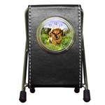 Puppy In Grass Pen Holder Desk Clock