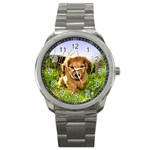 Puppy In Grass Sport Metal Watch