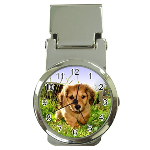 Puppy In Grass Money Clip Watch from ArtsNow.com Front
