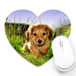 Puppy In Grass Heart Mousepad