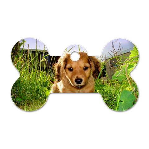 Puppy In Grass Dog Tag Bone (One Side) from ArtsNow.com Front
