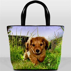 Puppy In Grass Bucket Bag from ArtsNow.com Front