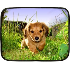 Puppy In Grass Double Sided Fleece Blanket (Mini) from ArtsNow.com 35 x27  Blanket Front