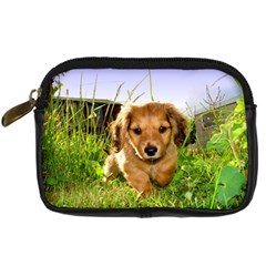 Puppy In Grass Digital Camera Leather Case from ArtsNow.com Front