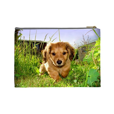 Puppy In Grass Cosmetic Bag (Large) from ArtsNow.com Back