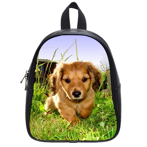 Puppy In Grass School Bag (Small) from ArtsNow.com Front