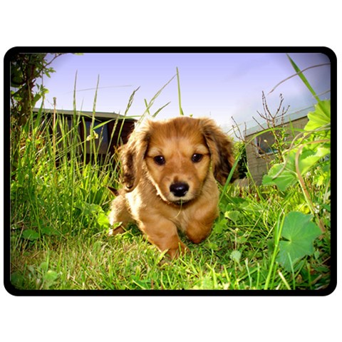 Puppy In Grass Fleece Blanket (Large) from ArtsNow.com 80 x60  Blanket Front