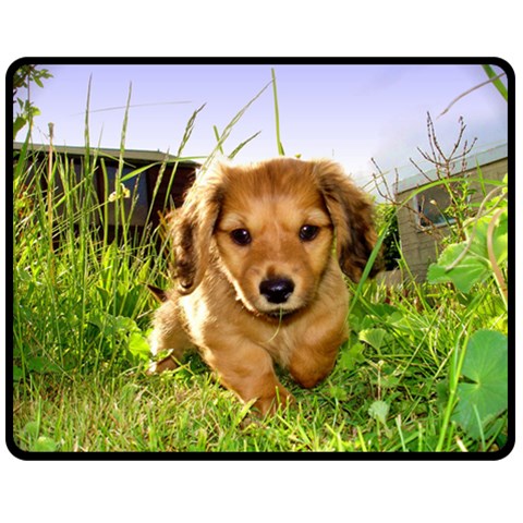 Puppy In Grass Fleece Blanket (Medium) from ArtsNow.com 60 x50  Blanket Front
