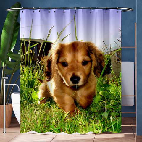 Puppy In Grass Shower Curtain 60  x 72  (Medium) from ArtsNow.com 60 x72  Curtain