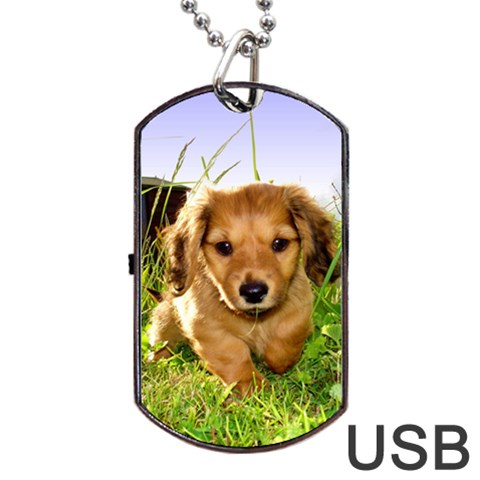 Puppy In Grass Dog Tag USB Flash (One Side) from ArtsNow.com Front