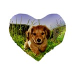 Puppy In Grass Standard 16  Premium Heart Shape Cushion 