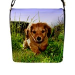 Puppy In Grass Flap Closure Messenger Bag (L)