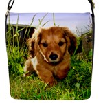 Puppy In Grass Flap Closure Messenger Bag (S)