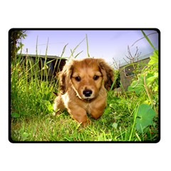 Puppy In Grass Double Sided Fleece Blanket (Small) from ArtsNow.com 45 x34  Blanket Front