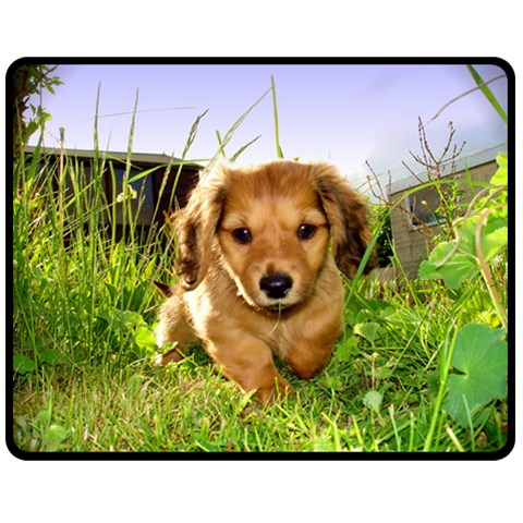 Puppy In Grass Double Sided Fleece Blanket (Medium) from ArtsNow.com 58.8 x47.4  Blanket Front