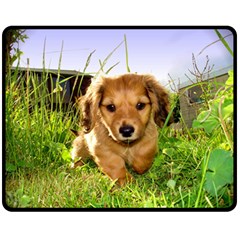 Puppy In Grass Double Sided Fleece Blanket (Medium) from ArtsNow.com 58.8 x47.4  Blanket Front