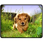 Puppy In Grass Double Sided Fleece Blanket (Medium)