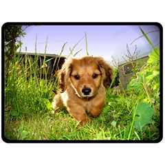 Puppy In Grass Double Sided Fleece Blanket (Large) from ArtsNow.com 80 x60  Blanket Front