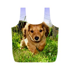 Puppy In Grass Full Print Recycle Bag (M) from ArtsNow.com Front